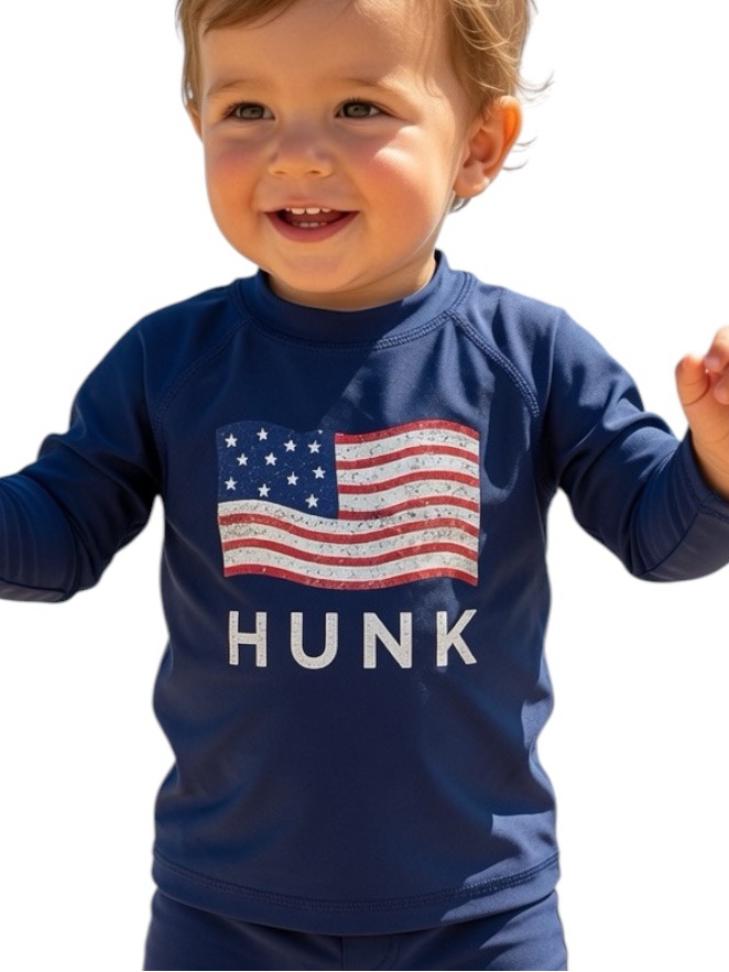 Carter’s: Boy’s “Hunk” American Flag Rash-Guard -Size 6 Months